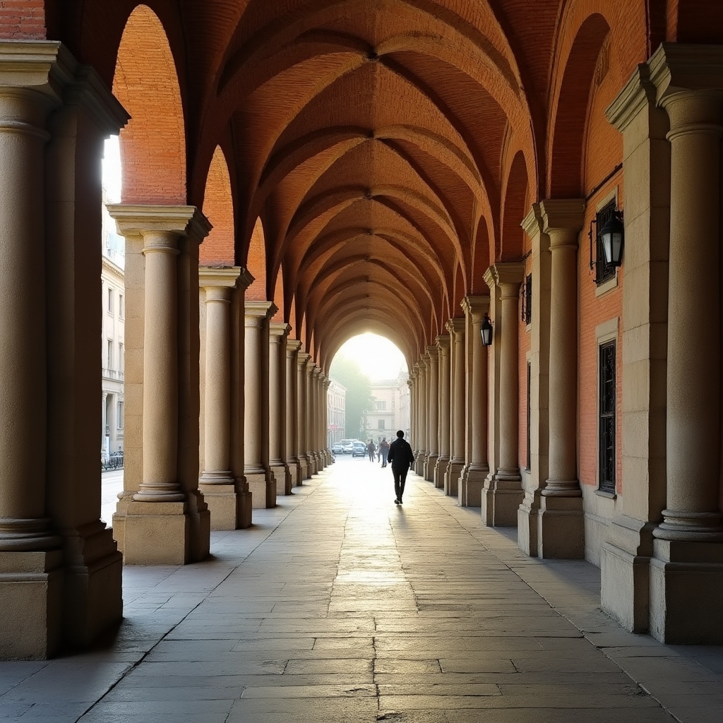 Portico storico nel centro di Bologna, area operativa del servizio